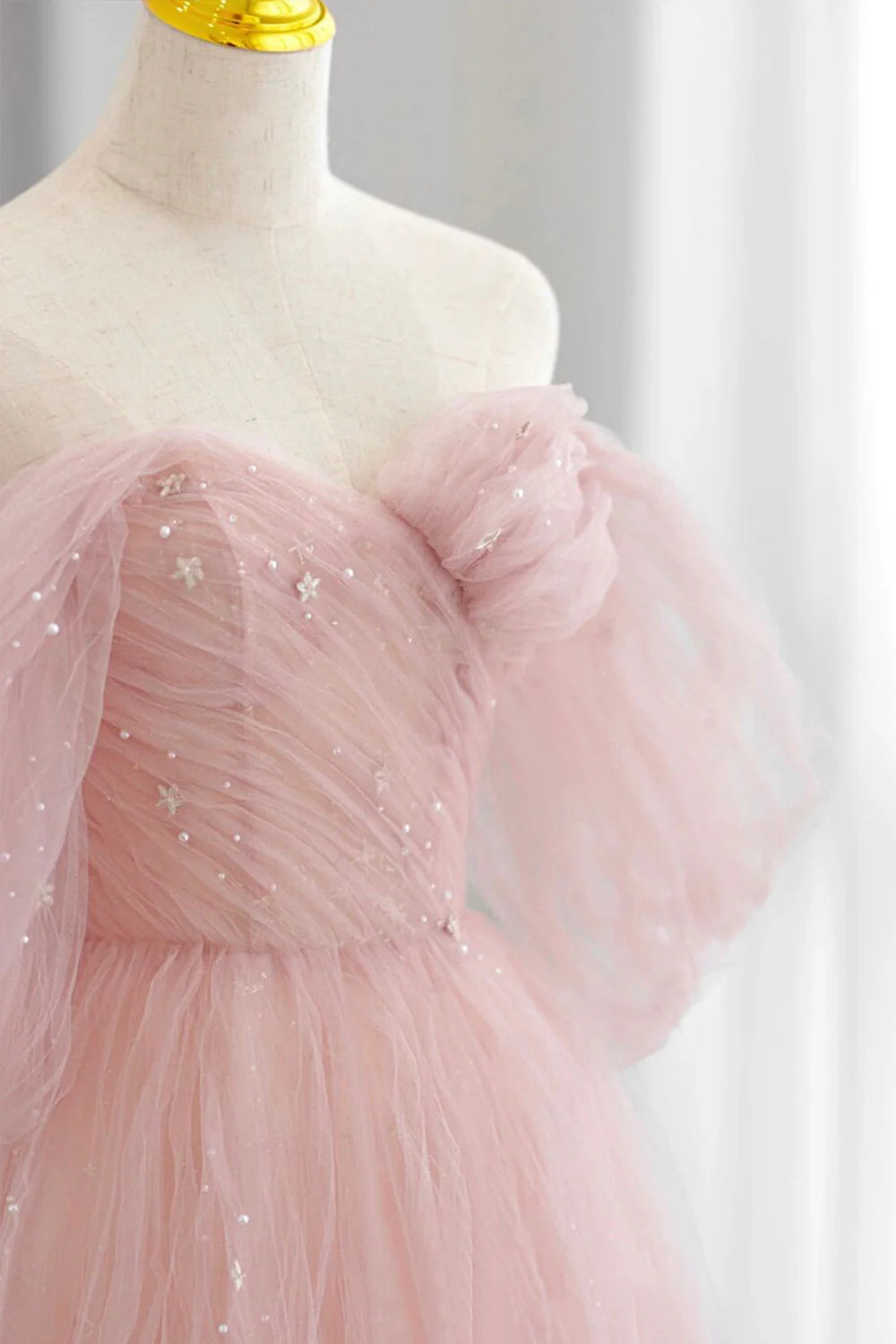 A-Linie Tüll Bodenlanges süßes Abendkleid